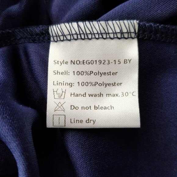 Navy Chiffon Pleated Empire Waist Midi High Low Hem Party Dress * Medium * NEW - Picture 9 of 14